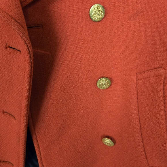J. Crew Red Double Breasted Peacoat Stadium Cloth by Nello Gori - Picture 6 of 12